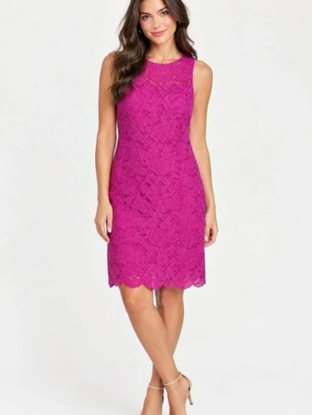 Lauren Ralph Lauren Floral Lace Midi Dress Pink Size 14 Like New